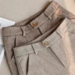 Woolen Pants Women's Harem Pencil Pants High Waisted Casual Suit Pants Women Trousers