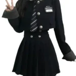 College Style Women's Short Suit Jacket And Skirt Set High Waist Three Piece Set Uniform - Image 5