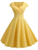 Pink Summer Dress Women V Neck Vintage Robe Elegant Retro pin up Party Office Midi Dresses - Image 3