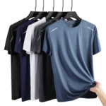 CHRLCK Men's Running Quick Drying T-shirts Breathable Hiking Fishing Tees Soft