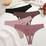 4PCS Ultra-thin Seamless Underwear Women's Invisible Panties Sexy Ice Silk Thongs - Image 4