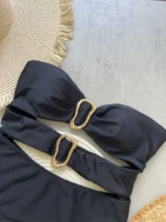 3 Colors Sexy Metal Rings Cut Out Women Swimwear One Piece Swimsuit - Image 4