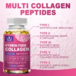 Powerful Hydrolyzed Collagen Capsules with Hyaluronic Acid Antioxidant Skin Hair Nails Health - Image 2