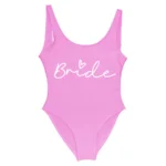 S-3XL Green Print Team Bride One-Piece Swimsuit Squad Women Swimwear - Image 2