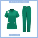 Surgical Uniforms Woman Nursing Sets Pocket Top Straight Pants - Image 6
