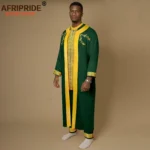 African Men Clothing Embroidery Agbada Robes Shirts and Pants 3 Piece Set - Image 5