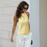 HXAO Top Women Halter Satin Women Tops Backless Corset Top Vest - Image 3