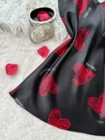 Red Lip Print Satin Slip Nightdress V Neck Backless Mini Sleep Dress Women's Sleepwear Dresses - Image 6