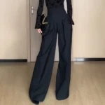 Office Ladies Ultra High Waist Wide Leg Pants Straight Drooping Spring Summer All-Match Long Suit