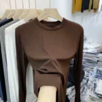 Office Lady Basic O-Neck Slim T-Shirt Women Solid Multi Color - Image 3