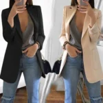 Elegant jacket Women's Suit Single office Casualsuit collar pocket simple coat top - Image 2