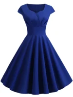 Pink Summer Dress Women V Neck Vintage Robe Elegant Retro pin up Party Office Midi Dresses - Image 4