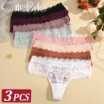3Pcs Lace Sexy Thongs Women Low-Rise Briefs Sexy Soft Ladies Underwear