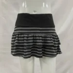 2026 Summer New Women's Wear Y2K Grunge Black and Grey Striped Ruffle Mini Skirt - Image 6