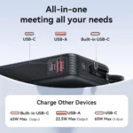 Vention 65W Power Bank 20000mAh Built-in USB-C Cable Portable Powerbank - Image 2