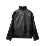 MUJER Black Faux Leather Jackets for Women Outerwears Office Women's Bomber Jacket - Image 4