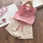 New Summer Baby Girls Clothes Children Sleeveless Vest Shorts 2Pcs/Sets - Image 3