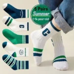 GreenC Summer Calf Socks 5 Pairs Children's Socks Boys Spring Cotton Socks