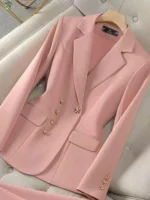 Fashion Temperament Executive Suit Solid Color Two-piece Pant Suits Set - Image 5