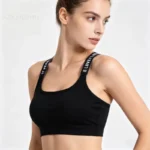 Sports Underwear Women Yoga Fitness Seamless Crop Top Wide Letter Straps - Image 3