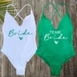Sexy Padded One Piece Swimsuit Women Team Bride Swimwear - Image 3