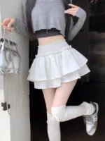 Mini Skirt Cute Sexy Balletcore Elastic High Waist Ball Gown Ruffle Patchwork Lolita Skirt Short - Image 5