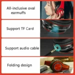 Bluetooth Headphones RGB Lighting Noise Cancellation Foldable Headsets - Image 5