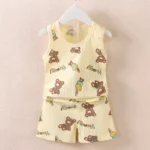 Children's Clothing Print Sleeveless Tops Shorts Cute Breathable Kids Summer Vest Shorts Set - Image 5