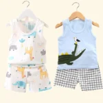 Children's Clothing Print Sleeveless Tops Shorts Cute Breathable Kids Summer Vest Shorts Set - Image 2