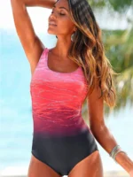 2024 New Print Sport One Piece Swimsuit For Women Cross Backless Swimwear - Image 5