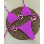 New Sexy Bikini Solid Color Lace-up Split Two-piece Swimsuit for Women - Image 4