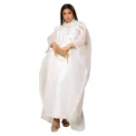 African Attire For Women White Abaya Embroidery Plus Size Elegant Party Church Dress - Image 3