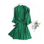 Women Wedding White Bride Robe Morning Gown 3/4 Sleeve Sleepwear Loose Nightgown - Image 3