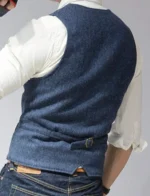 Men's Suit Vest V Neck Wool Herringbone Tweed Casual Waistcoat - Image 2