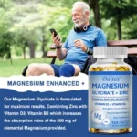 Magnesium Glycinate 500mg Capsules High Absorption with Zinc,Vitamin D3 B6 Supports Bone - Image 3