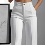 Women's High-Waisted Straight-Leg Trousers Formal Office Trousers Slim-Fit Cut - Image 4