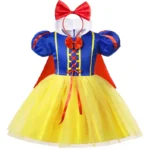 Snow White Princess Dress Up Kids Girls Halloween Costume With Cape - Image 2