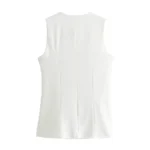 MUJER White Sleeveless Vest Women Button Summer Vests for Women Jacket Pink Vest - Image 3