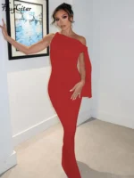 Hugcitar Fashion Solid O Neck Sleeveless Patchwork Sexy Bodycon Maxi Prom Dress - Image 4