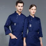 black chef uniform jacket long sleeve chef T-shirt restaurant Uniform Bakery - Image 2