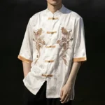 High Quality Summer Chinese Traditional Dress Dragon Embroidery Shirt Men Clothing - Image 3