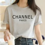 Luxury Brand Machine Washable Womens Casual Elegant Fashion CHANNEL Graphic T-shirt O-Neck Short Sleeve - Image 5
