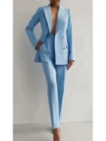 Spring Casual Long Sleeve Suit Set Autumn Elegant Office Lady Solid Slim Tops Two Piece Sets - Image 6