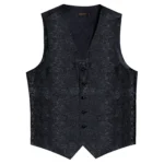 Suit Vest for Men Black Solid Paisley Wedding Prom Groom - Image 5