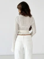 Summer Sexy Lace Women's T-shirt Club Party Tees New Streetwear Fashion Long Sleeves - Image 3