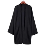 Summer Men Black Robe Samurai Clothing Solid Color Loose Asian Traditional Costume - Image 4