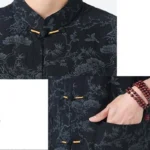 Men's Lightweight Mandarin Collar Printed Shirt Summer Chinese Style - Image 6