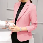 Black Women Blazer 2025 Formal Slim Blazers Lady Office Work Suit Pockets Jackets Coat - Image 5