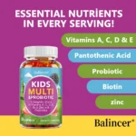 Organic Kids Multivitamin Gummies, with Vitamins A, C, D, E, Zinc, Probiotics - Image 2