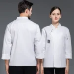 black chef uniform jacket long sleeve chef T-shirt restaurant Uniform Bakery - Image 5